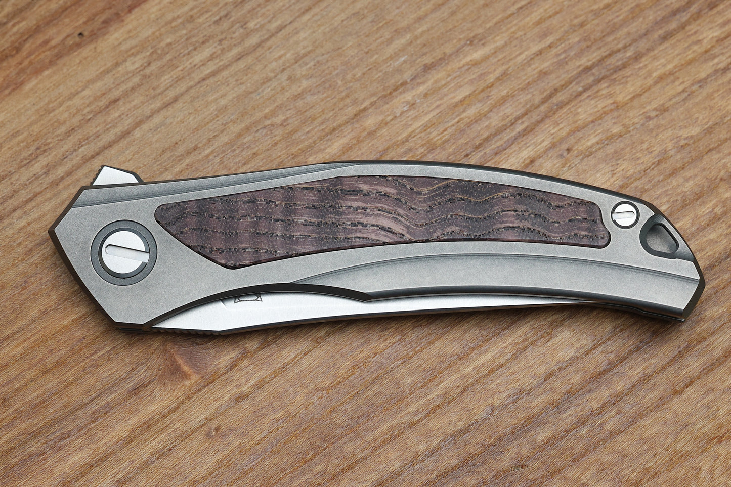 SHIROGOROV URSUS QUANTUM - CROMAX PM BLADE - TITANIUM HANDLE - RED ASH WOOD INLAY - MRBS