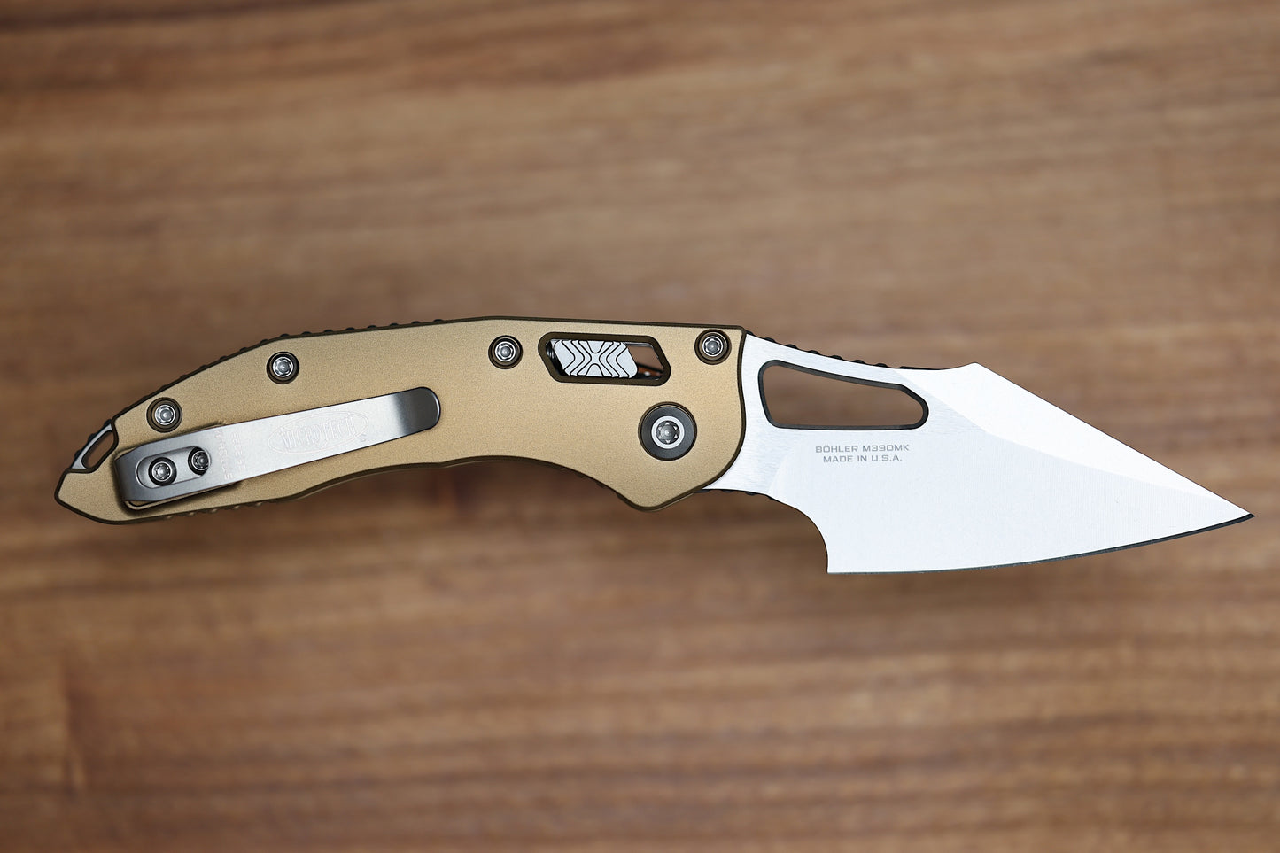 MICROTECH KNIVES MANUAL M-STITCH RAM LOK TAN SMOOTH ALUMINUM HANDLES & STONEWASH M390MK 169MRL-10TA