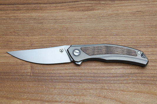 SHIROGOROV QUANTUM - CROMAX PM BLADE - TITANIUM HANDLE - BROWN ASH WOOD INLAY - MRBS
