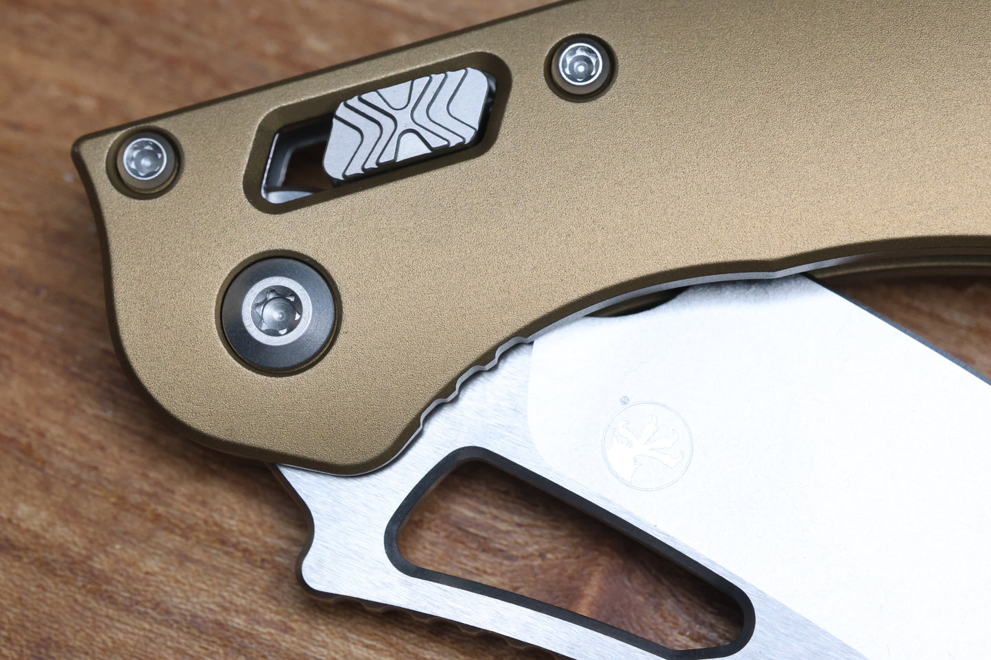MICROTECH KNIVES MANUAL M-STITCH RAM LOK TAN SMOOTH ALUMINUM HANDLES & STONEWASH M390MK 169MRL-10TA