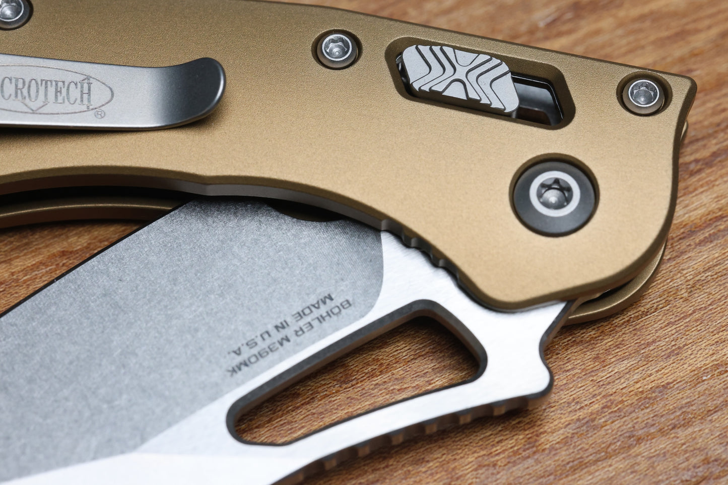 MICROTECH KNIVES MANUAL M-STITCH RAM LOK TAN SMOOTH ALUMINUM HANDLES & STONEWASH M390MK 169MRL-10TA