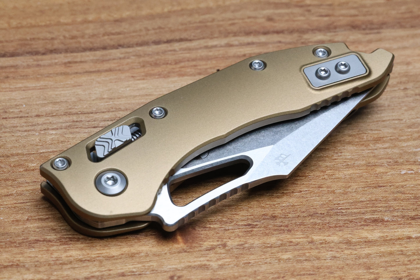 MICROTECH KNIVES MANUAL M-STITCH RAM LOK TAN SMOOTH ALUMINUM HANDLES & STONEWASH M390MK 169MRL-10TA