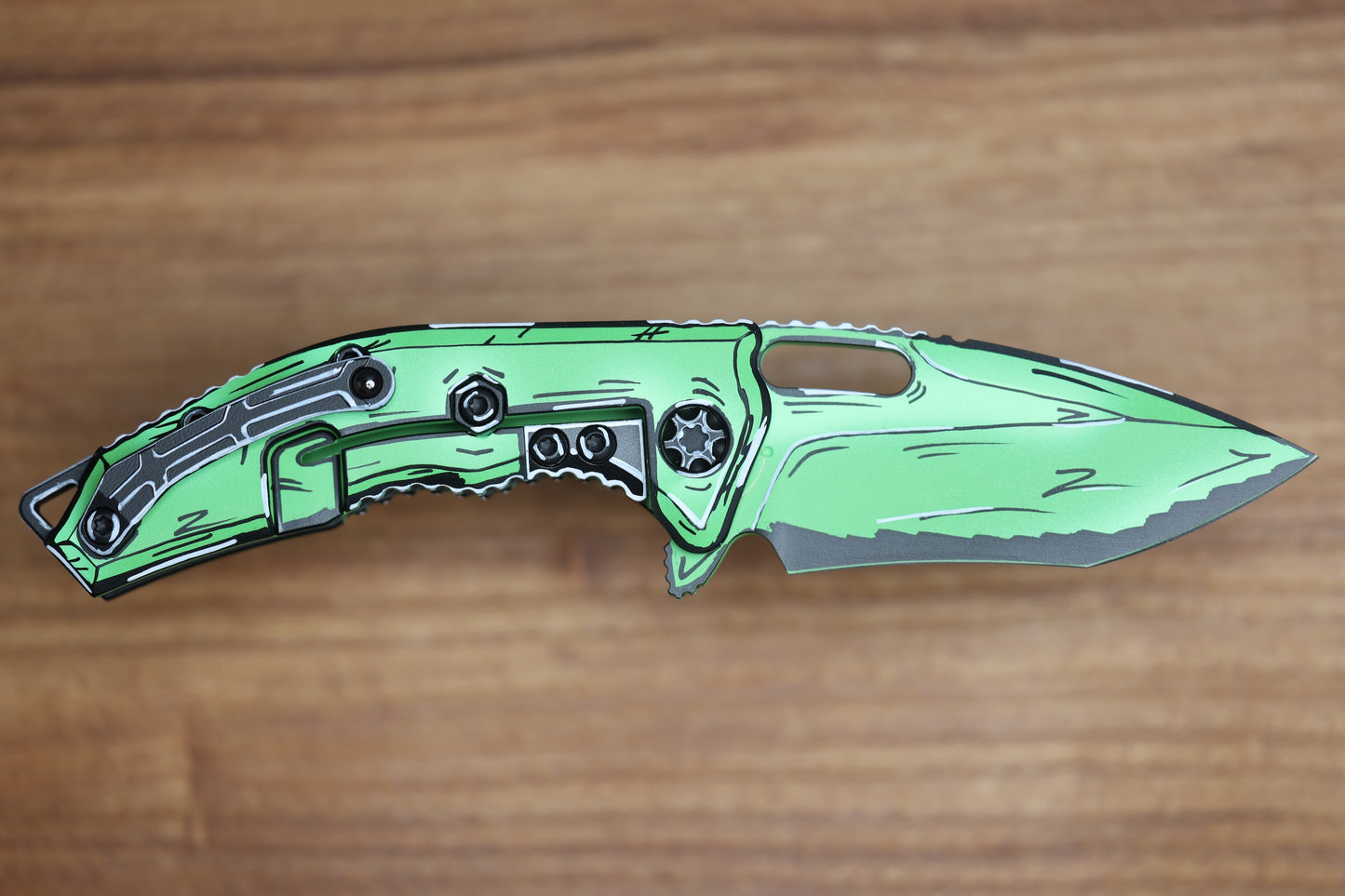 HERETIC KNIVES MEDUSA MANUAL TOXIC GREEN CEL SHADE W/ MAGNACUT RECURVE H010-CS-TX