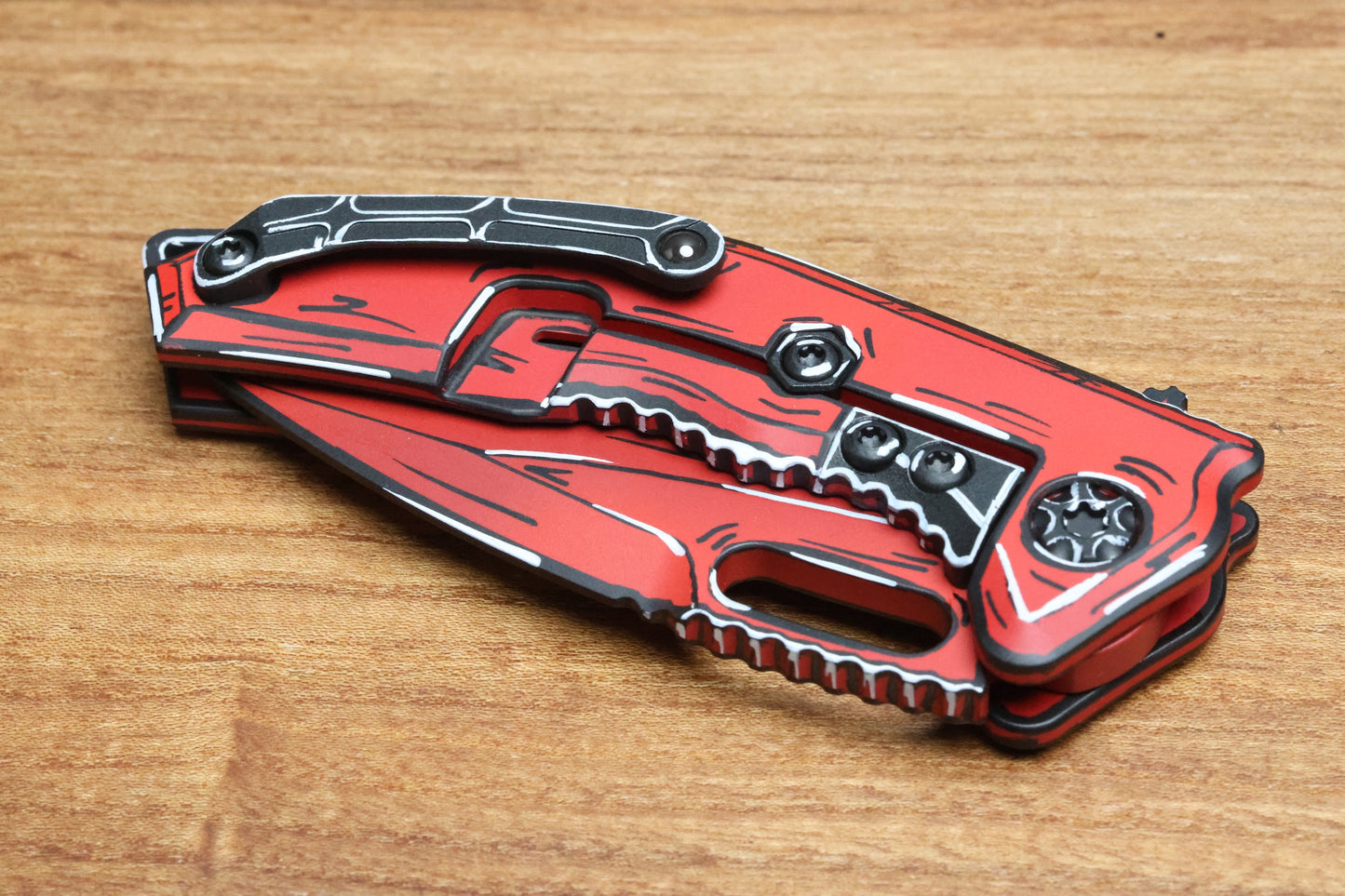 HERETIC KNIVES MEDUSA M/A RED CEL SHADE W/ TANTO MAGNACUT H009-CS-RD