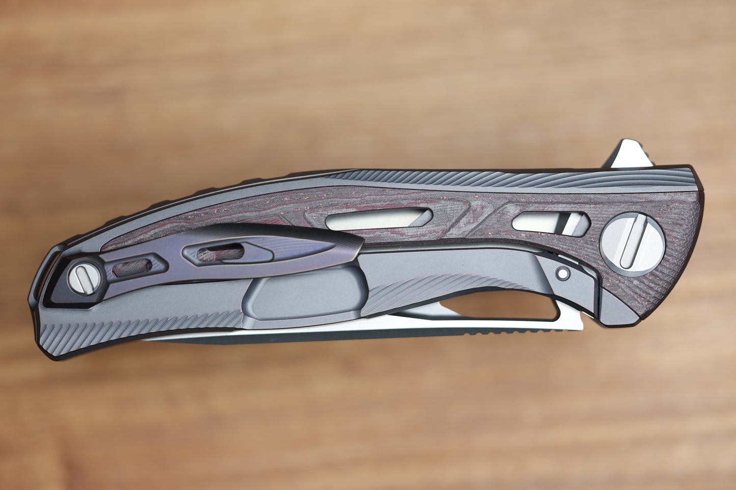 SHIROGOROV DUALX CUSTOM DIVISION TITANIUM AND CARBOTI HANDLE - MAGNACUT BLADE - SRRBS