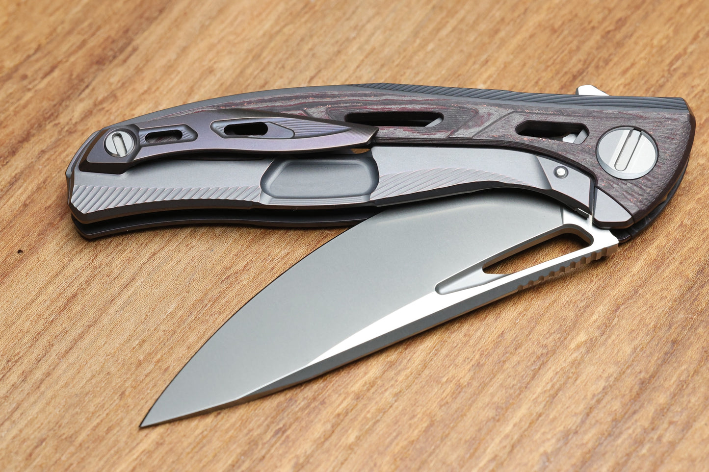 SHIROGOROV DUALX CUSTOM DIVISION TITANIUM AND CARBOTI HANDLE - MAGNACUT BLADE - SRRBS