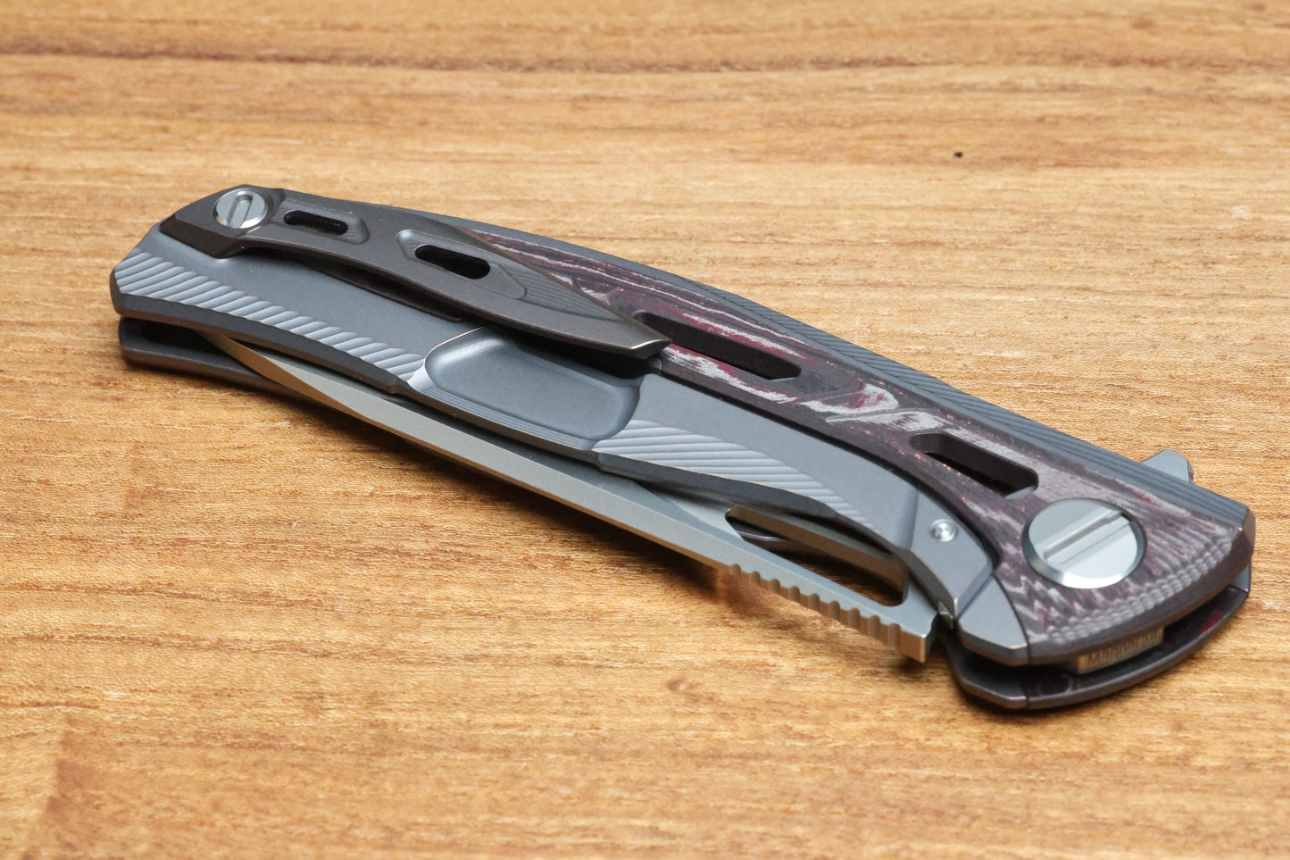 SHIROGOROV DUALX CUSTOM DIVISION TITANIUM AND CARBOTI HANDLE - MAGNACUT BLADE - SRRBS