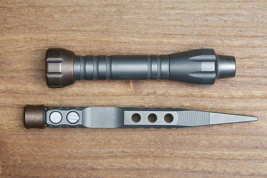 SHIROGOROV TWEEZER AND BIT DRIVER SET - TITANIUM/BRASS - COVA LEATHER POUCH
