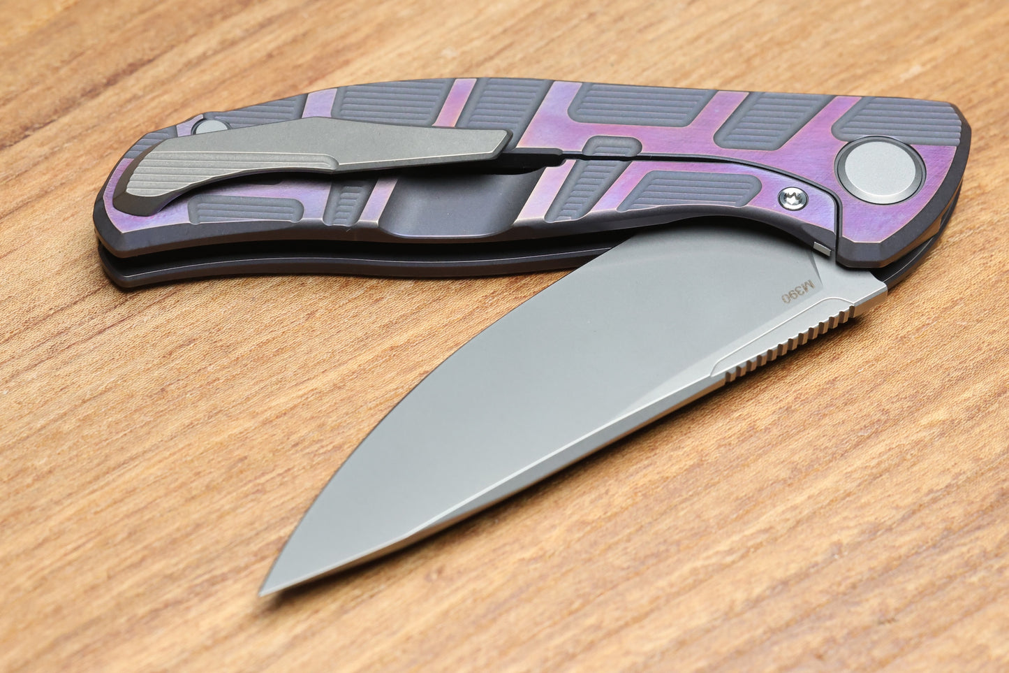 SHIROGOROV F95 T PATTERN GEN. 4 - PURPLE TITANIUM HANDLE - M390 BLADE - MRBS