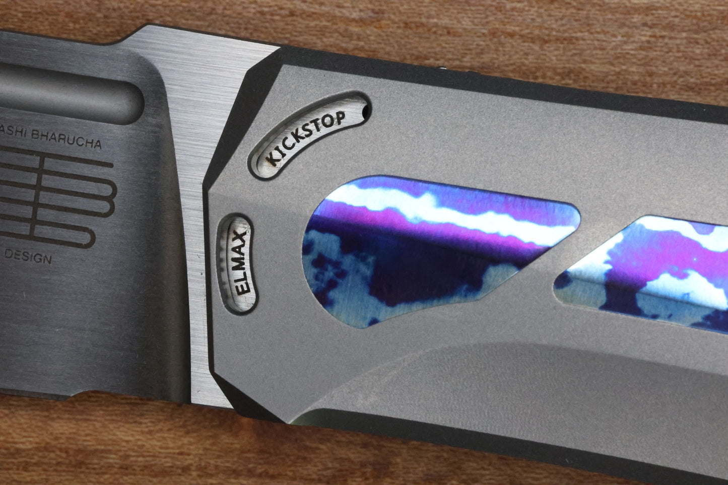 TASHI BHARUCHA LARGE KRYPTON W/ LEE WILLIAMS KICKSTOP TITANIUM HANDLE W/ TIMASCUS INLAYS & ELMAX