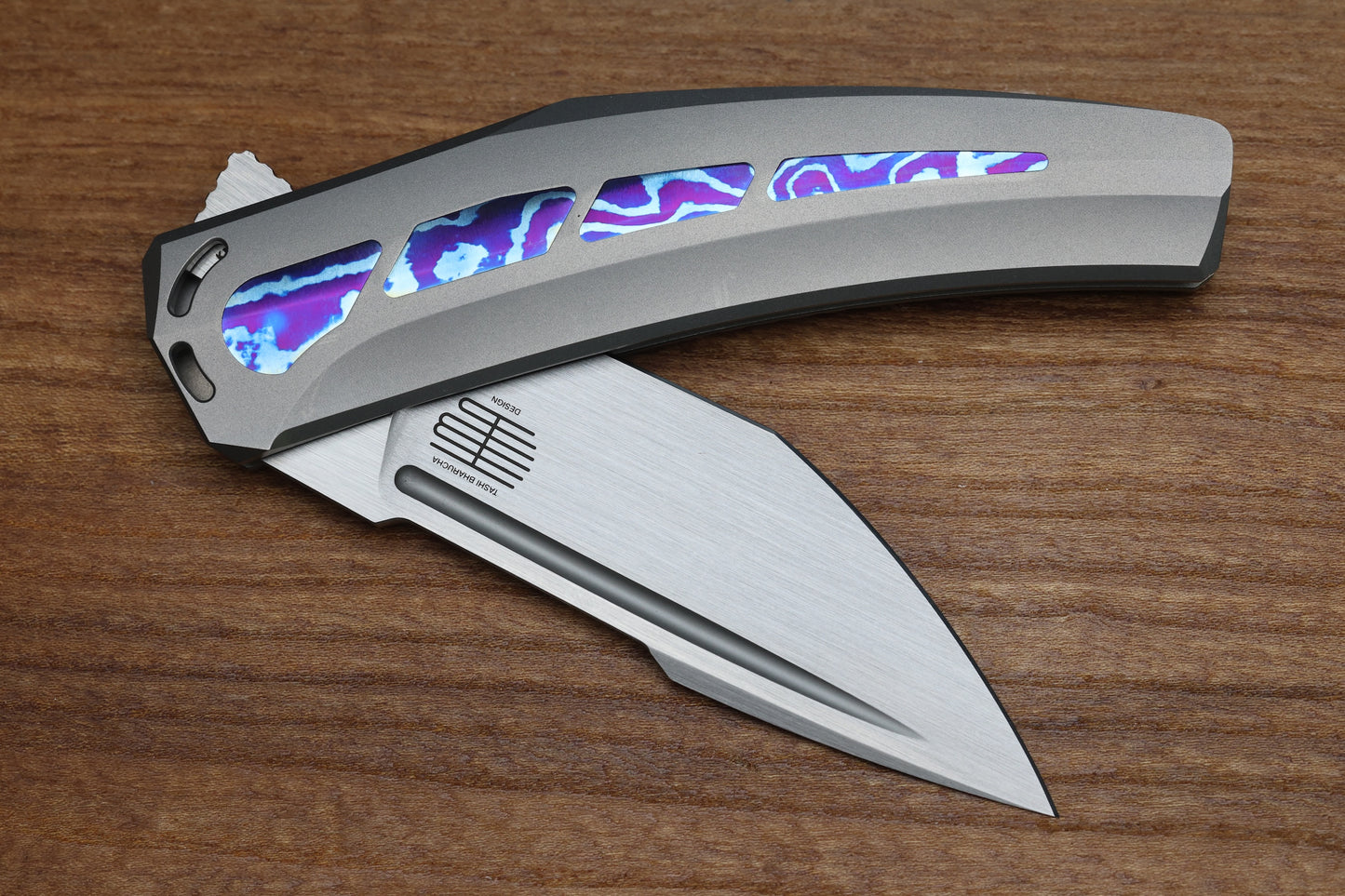 TASHI BHARUCHA LARGE KRYPTON W/ LEE WILLIAMS KICKSTOP TITANIUM HANDLE W/ TIMASCUS INLAYS & ELMAX