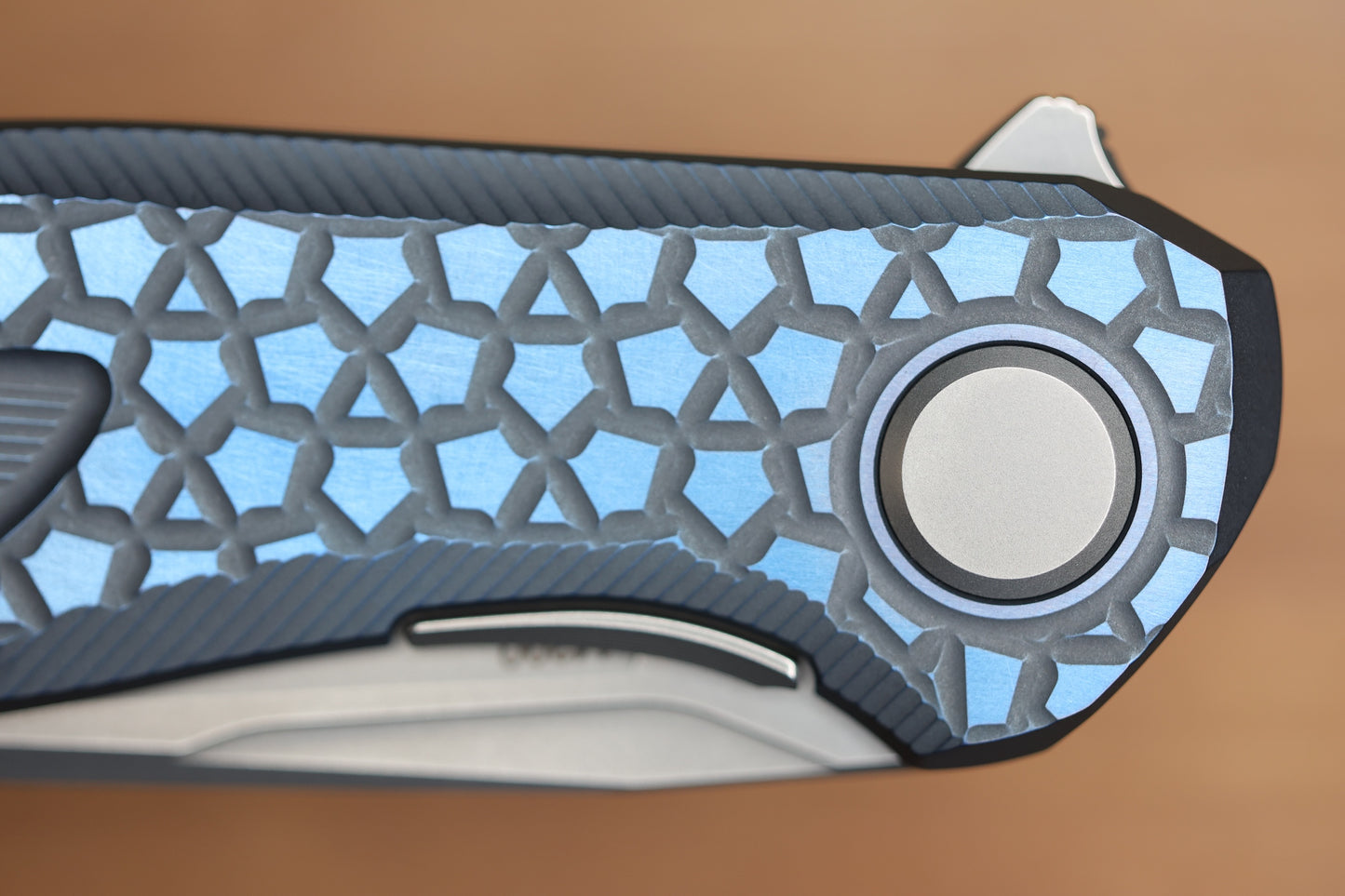 SHIROGOROV STELLAR BEAR PATTERN – BLUE TITANIUM HANDLE – M390 BLADE – MRBS