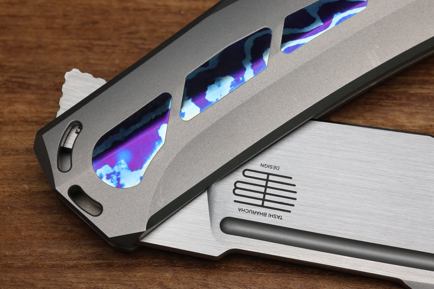 TASHI BHARUCHA LARGE KRYPTON W/ LEE WILLIAMS KICKSTOP TITANIUM HANDLE W/ TIMASCUS INLAYS & ELMAX