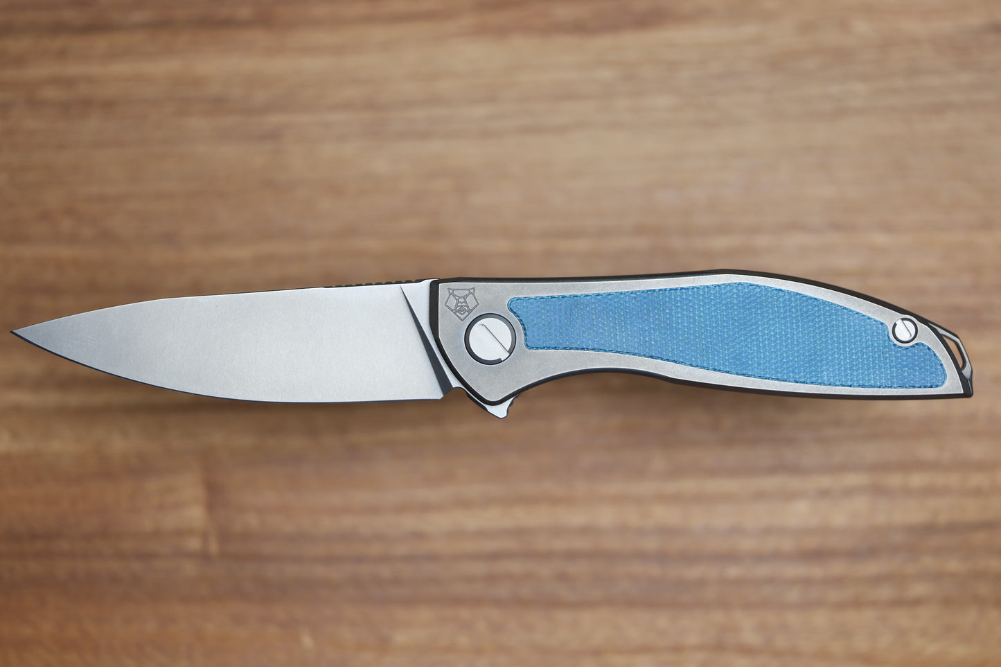 SHIROGOROV NEON NL - ELMAX BLADE - TITANIUM/BLUE CANVAS MICARTA HANDLE - MRBS