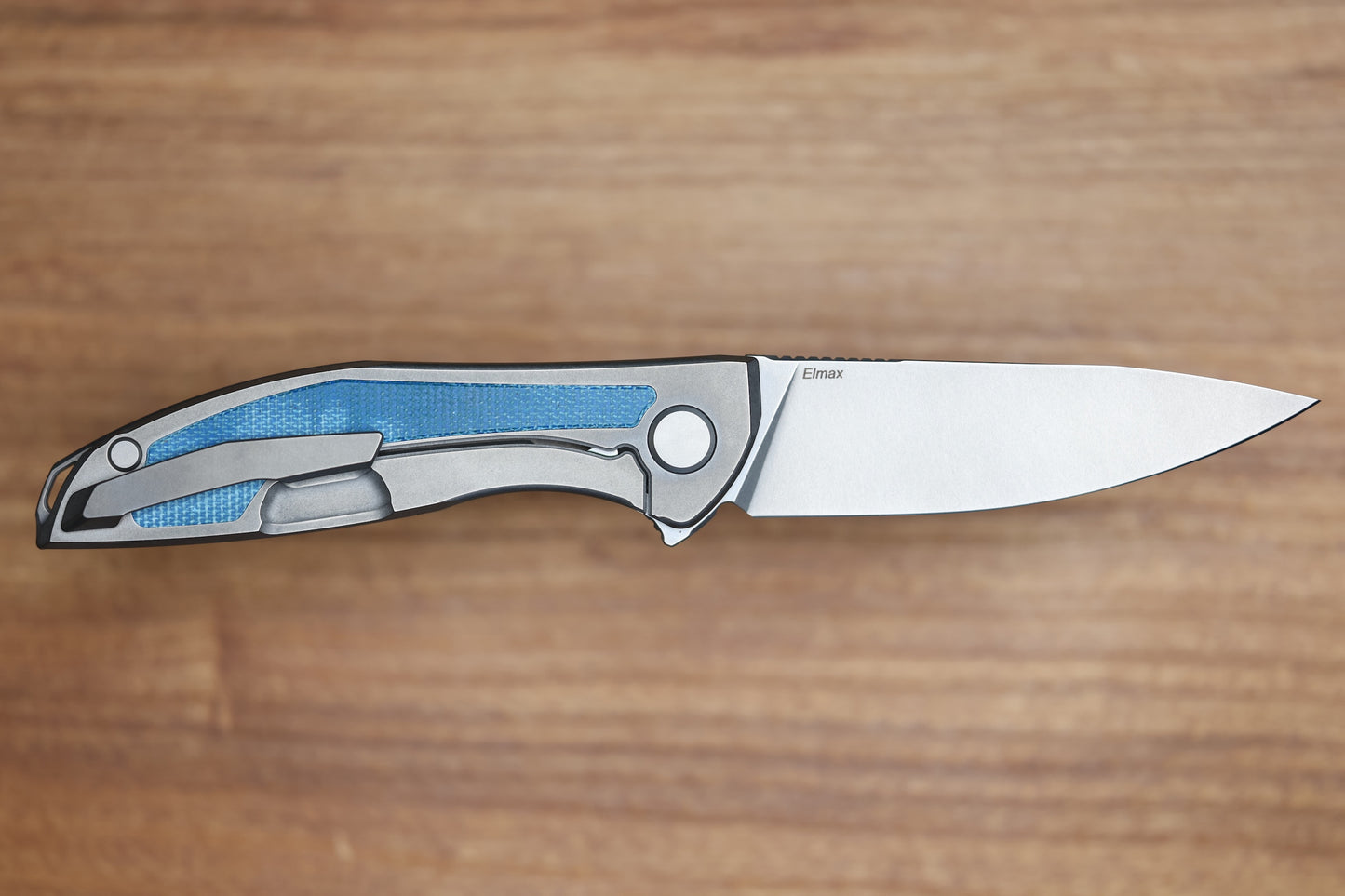 SHIROGOROV NEON NL - ELMAX BLADE - TITANIUM/BLUE CANVAS MICARTA HANDLE - MRBS