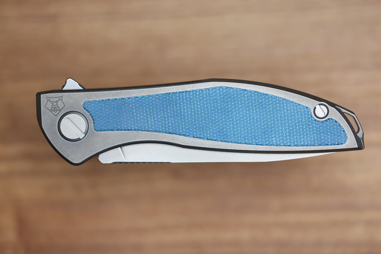 SHIROGOROV NEON NL - ELMAX BLADE - TITANIUM/BLUE CANVAS MICARTA HANDLE - MRBS