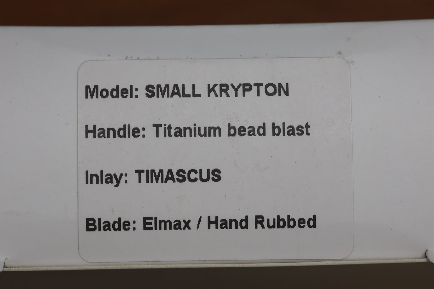 TASHI BHARUCHA SMALL KRYPTON W/ LEE WILLIAMS KICKSTOP TITANIUM HANDLE W/ TIMASCUS INLAYS & ELMAX
