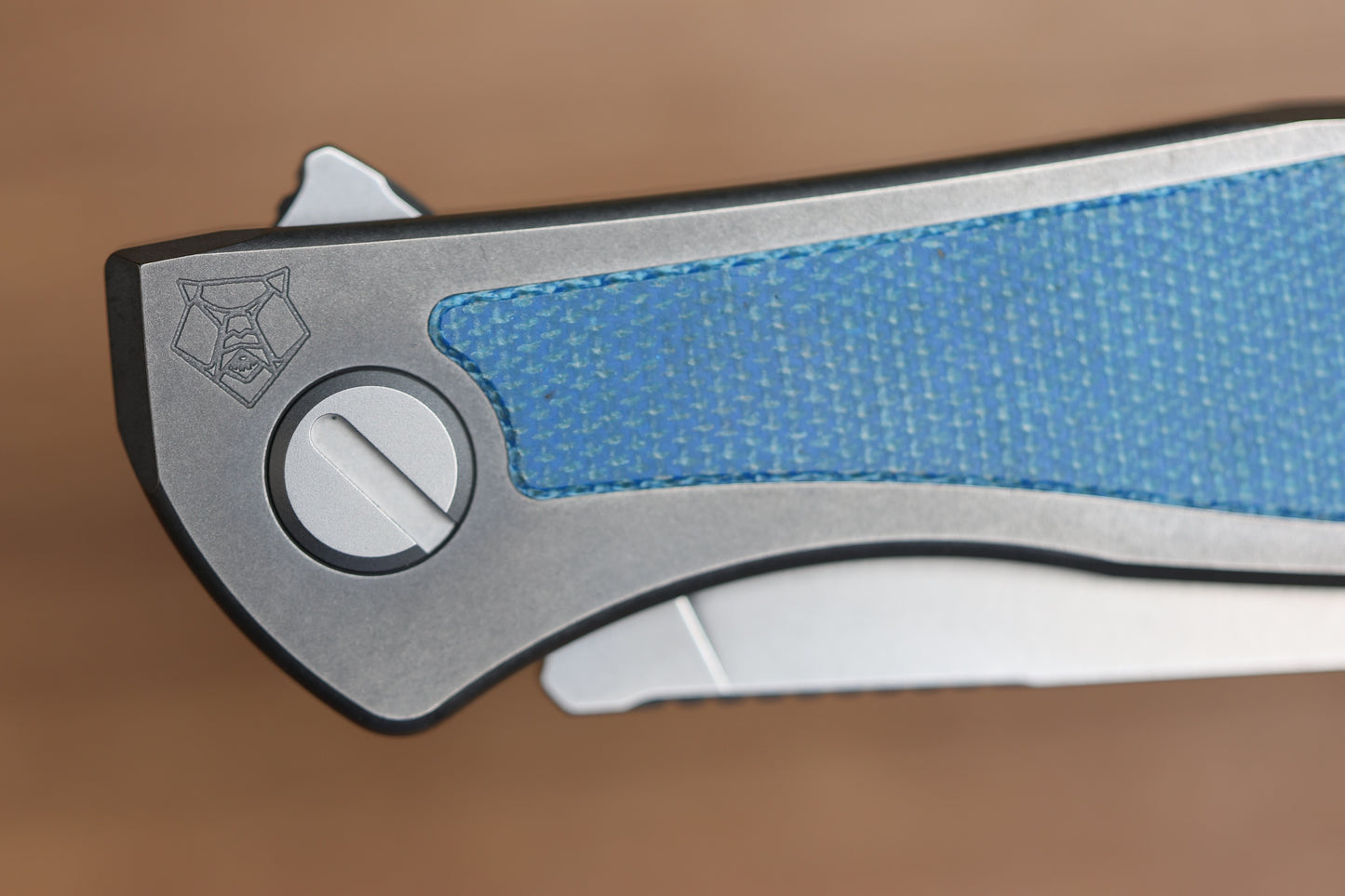 SHIROGOROV NEON NL - ELMAX BLADE - TITANIUM/BLUE CANVAS MICARTA HANDLE - MRBS