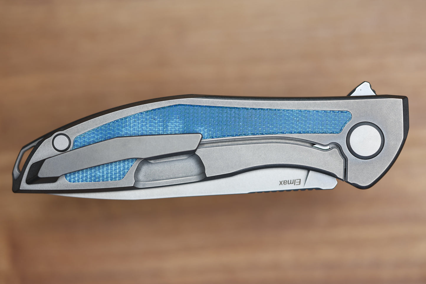 SHIROGOROV NEON NL - ELMAX BLADE - TITANIUM/BLUE CANVAS MICARTA HANDLE - MRBS