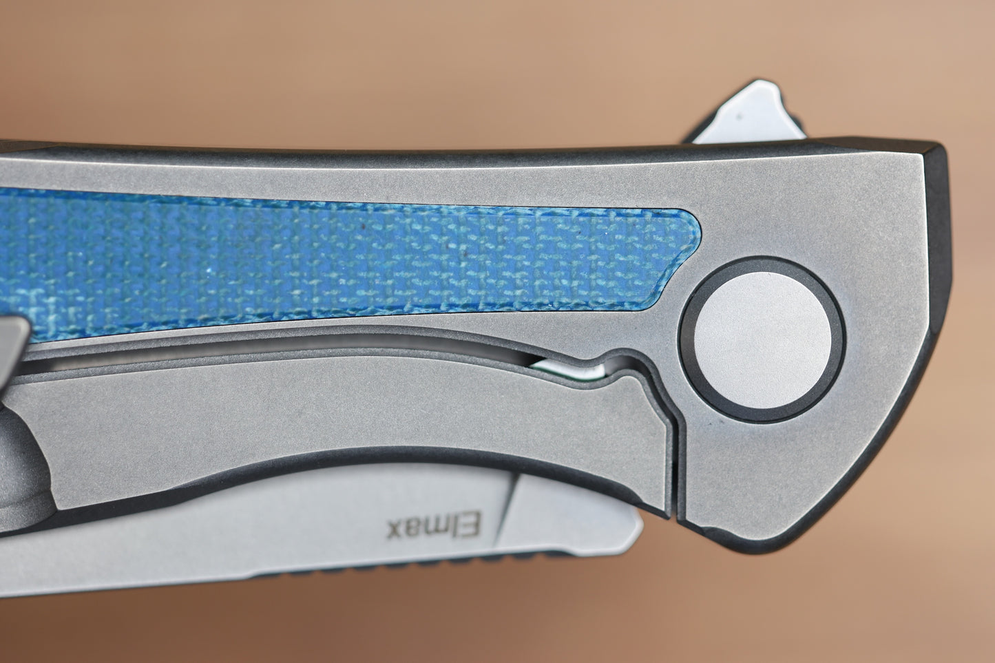 SHIROGOROV NEON NL - ELMAX BLADE - TITANIUM/BLUE CANVAS MICARTA HANDLE - MRBS