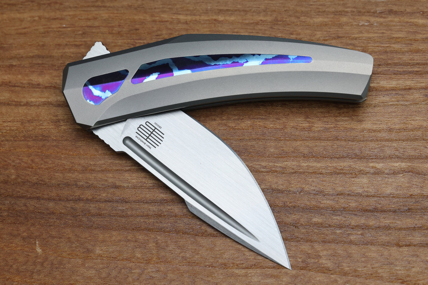 TASHI BHARUCHA SMALL KRYPTON W/ LEE WILLIAMS KICKSTOP TITANIUM HANDLE W/ TIMASCUS INLAYS & ELMAX