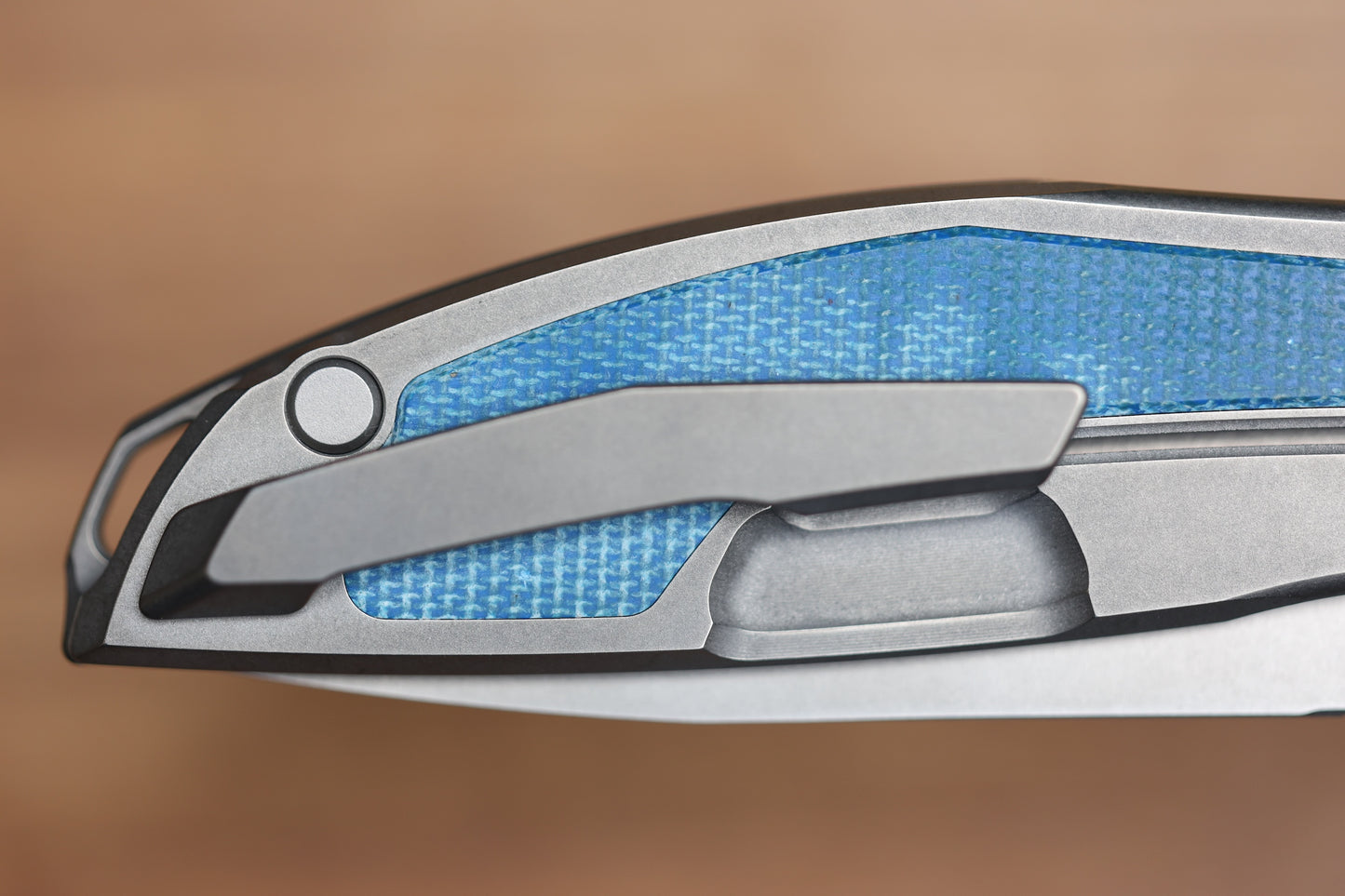 SHIROGOROV NEON NL - ELMAX BLADE - TITANIUM/BLUE CANVAS MICARTA HANDLE - MRBS