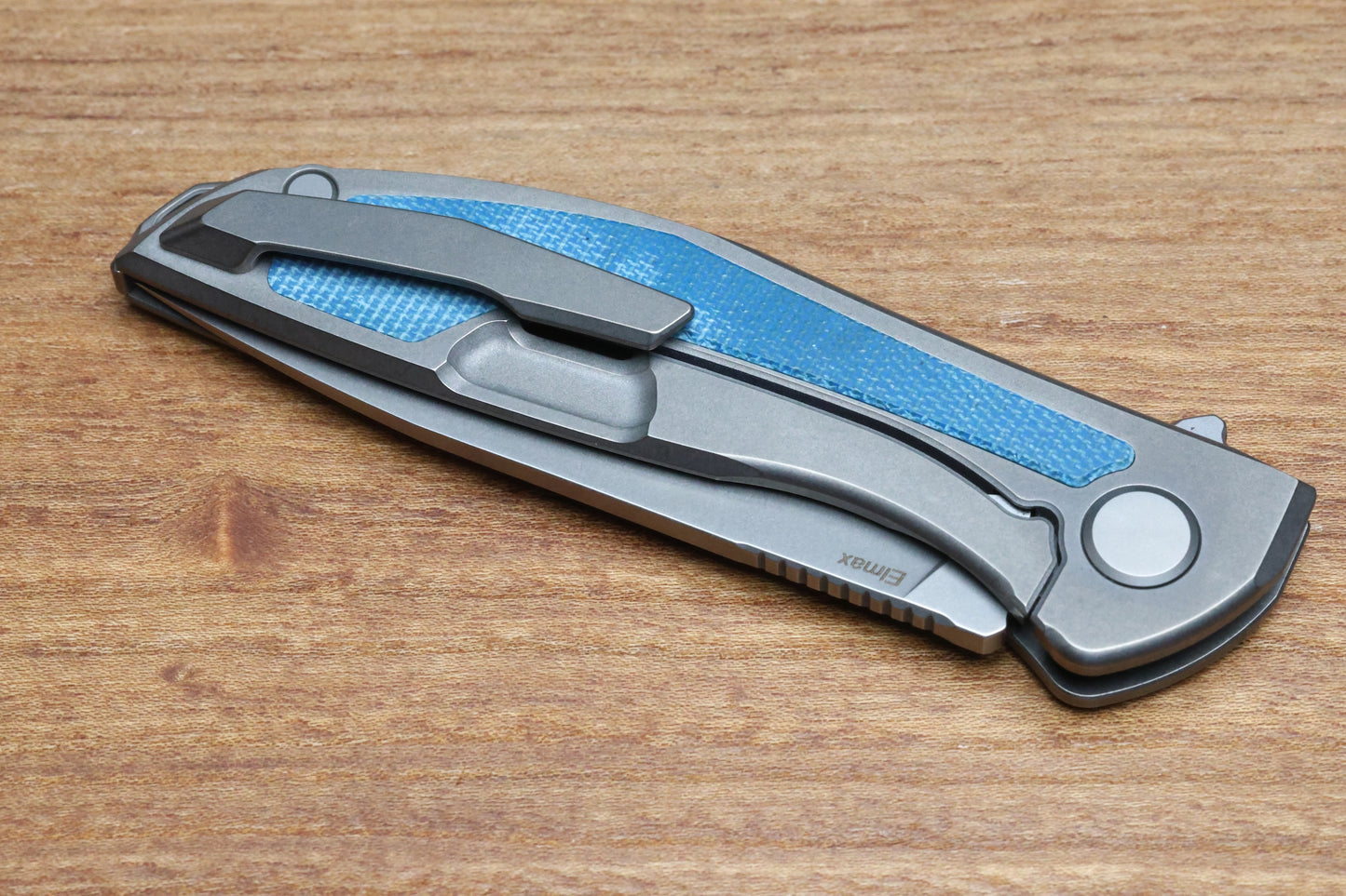 SHIROGOROV NEON NL - ELMAX BLADE - TITANIUM/BLUE CANVAS MICARTA HANDLE - MRBS