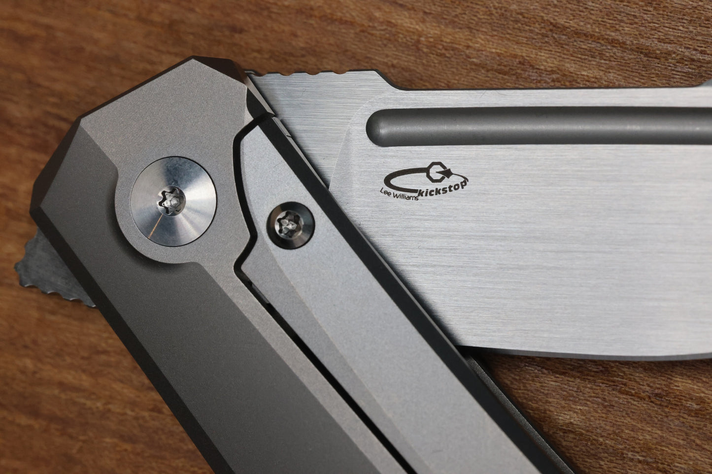 TASHI BHARUCHA SMALL KRYPTON W/ LEE WILLIAMS KICKSTOP TITANIUM HANDLE W/ TIMASCUS INLAYS & ELMAX