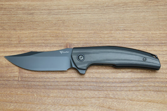 REATE KNIVES JACK JR. BLACK ALUMINUM INTEGRAL HANDLE W/ CARBON FIBER INLAY & DLC S30V
