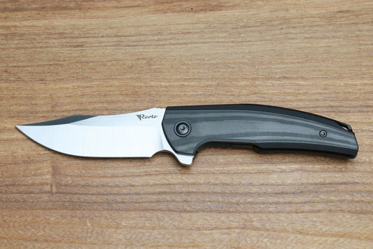 REATE KNIVES JACK JR. BLACK ALUMINUM INTEGRAL HANDLE W/ CARBON FIBER INLAY & SATIN S30V
