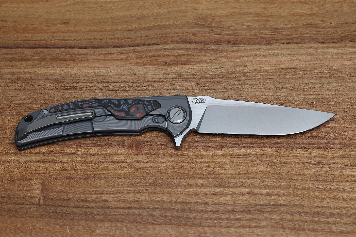 SHIROGOROV “LIMITED EDITION” RJ MARTIN DESIGN MOLTEN OVERKILL – MAGNACUT BLADE – TITANIUM HANDLE W/ LAVA & ASH CARBOTI INLAYS – SRRBS