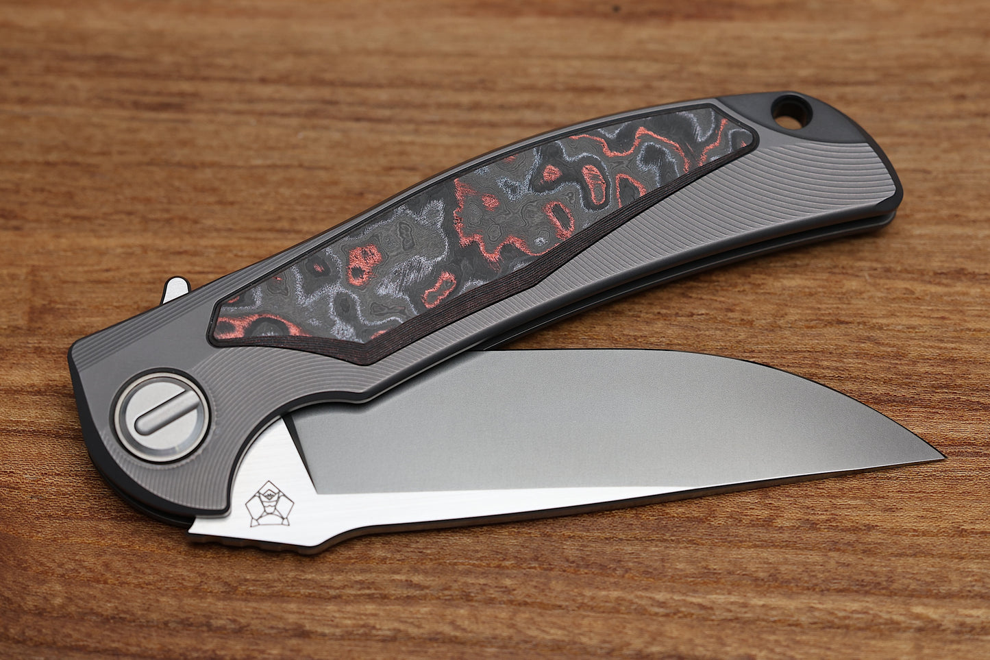 SHIROGOROV “LIMITED EDITION” RJ MARTIN DESIGN MOLTEN OVERKILL – MAGNACUT BLADE – TITANIUM HANDLE W/ LAVA & ASH CARBOTI INLAYS – SRRBS