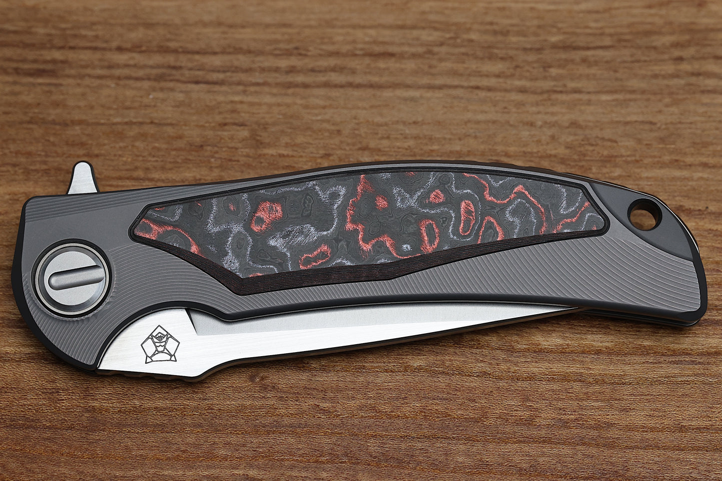 SHIROGOROV “LIMITED EDITION” RJ MARTIN DESIGN MOLTEN OVERKILL – MAGNACUT BLADE – TITANIUM HANDLE W/ LAVA & ASH CARBOTI INLAYS – SRRBS