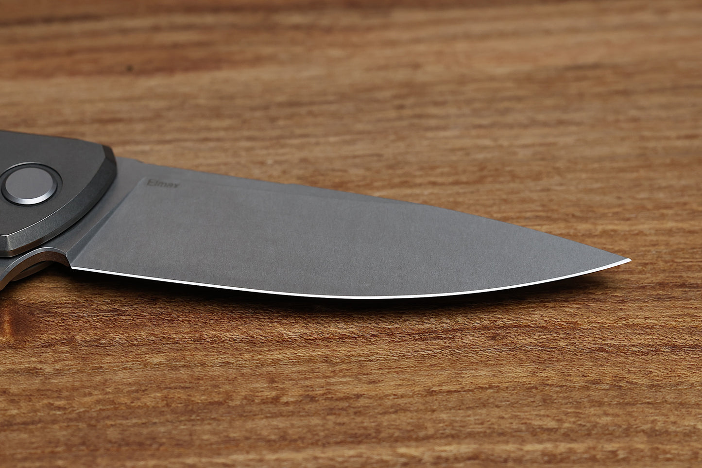 SHIROGOROV F95NL – ELMAX BLADE – STONEWASHED TITANIUM HANDLE W/ MAROON MICARTA INLAY- MRBS