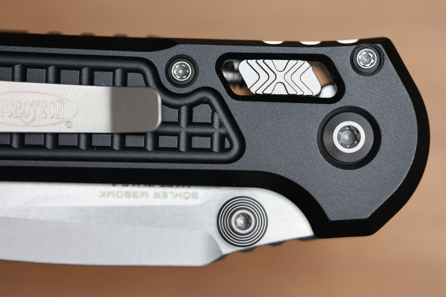 MICROTECH LUDT RAM-LOK MANUAL BLACK FRAG ALUMINUM CLIP POINT STONEWASH M390MK 1135RL-10FR