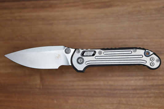 MICROTECH MARFIONE SELECT LUDT RAM-LOK MANUAL GROOVED TITANIUM STONEWASH M390MK BLUE TI ACCENT 1135RLG-10MS2