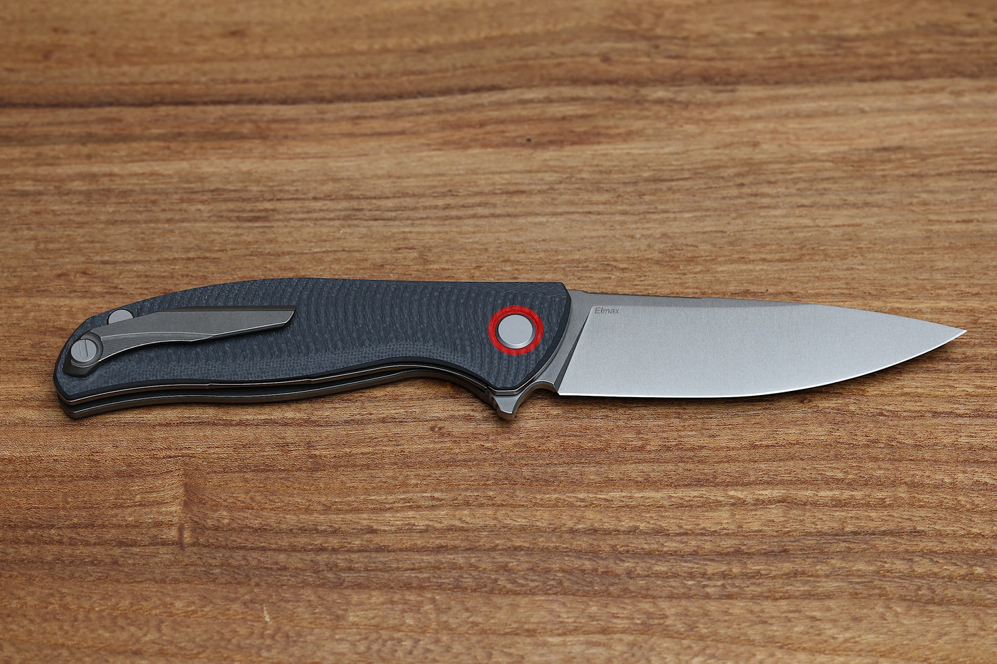 SHIROGOROV F3 – ELMAX BLADE – GRAY G10 HANDLE W/ RED ACCENTS – MRBS