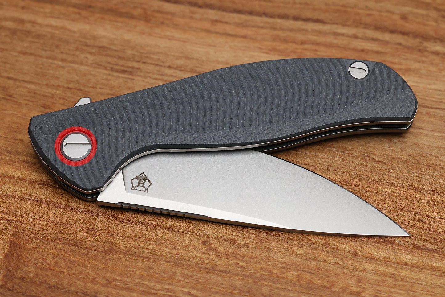 SHIROGOROV F3 – ELMAX BLADE – GRAY G10 HANDLE W/ RED ACCENTS – MRBS