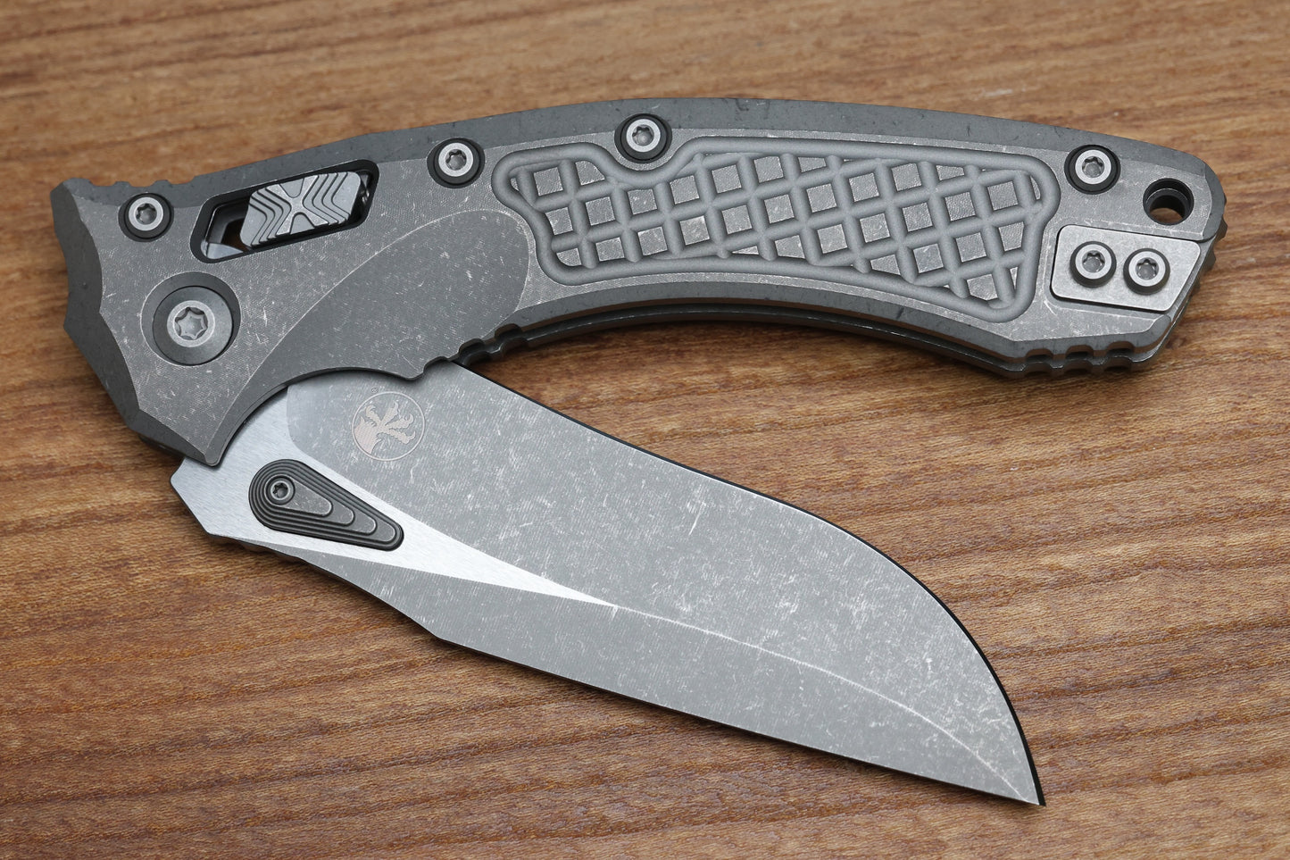 MICROTECH MARFIONE SELECT AMPHIBIAN RAM LOK FRAG TITANIUM HANDLES & APOCALYPTIC M390MK 137RL-10 APFRMS1
