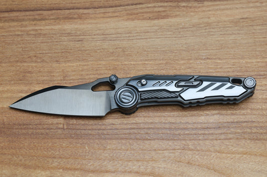 NOC KNIVES MTSS - STONEWASH TITANIUM/ZIRCONIUM HANDLE - BLACK M390 BLADE