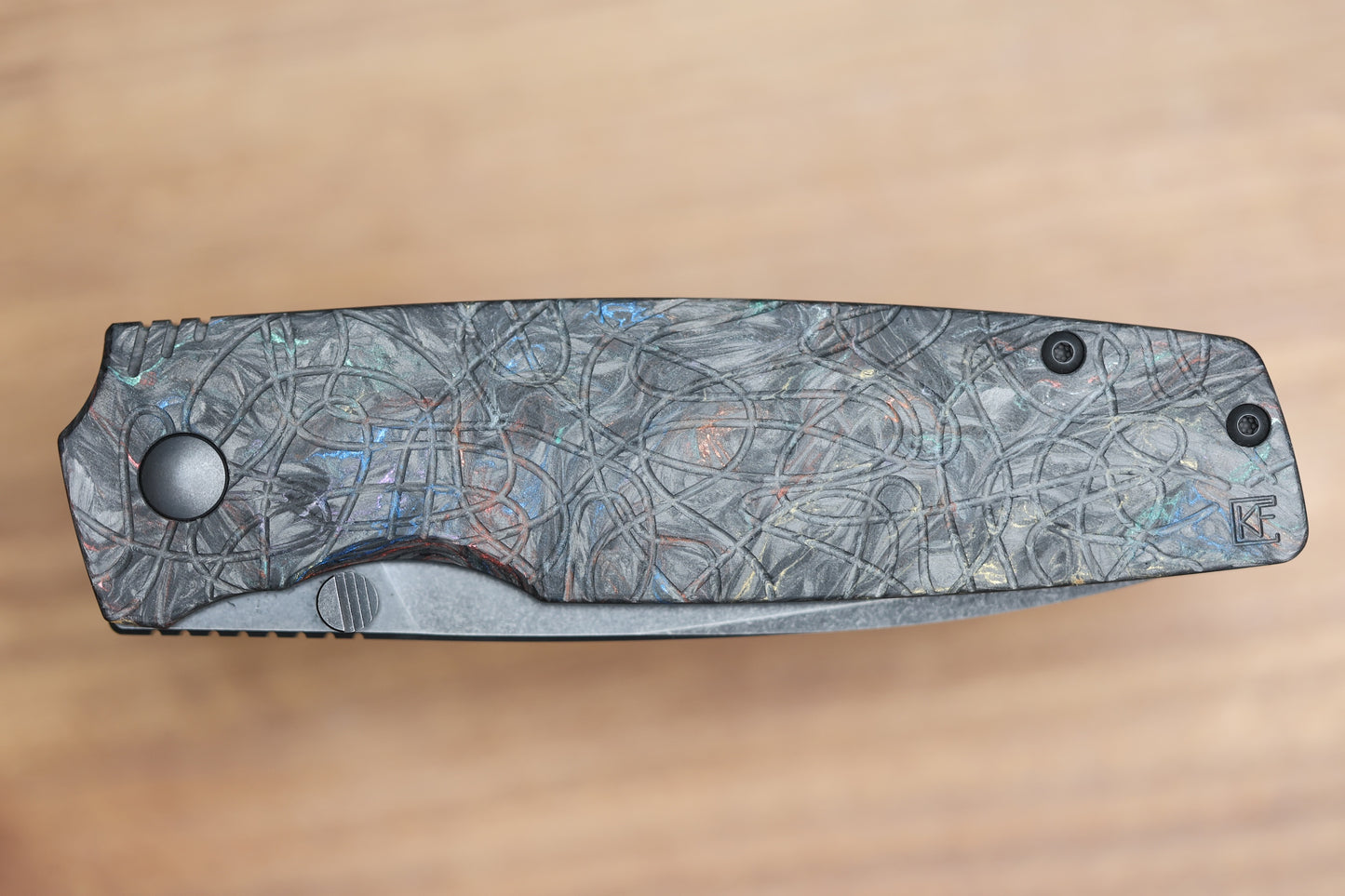 CUSTOM KNIFE FACTORY LEX CARBON FIBER RAINBOW M398 BLADE