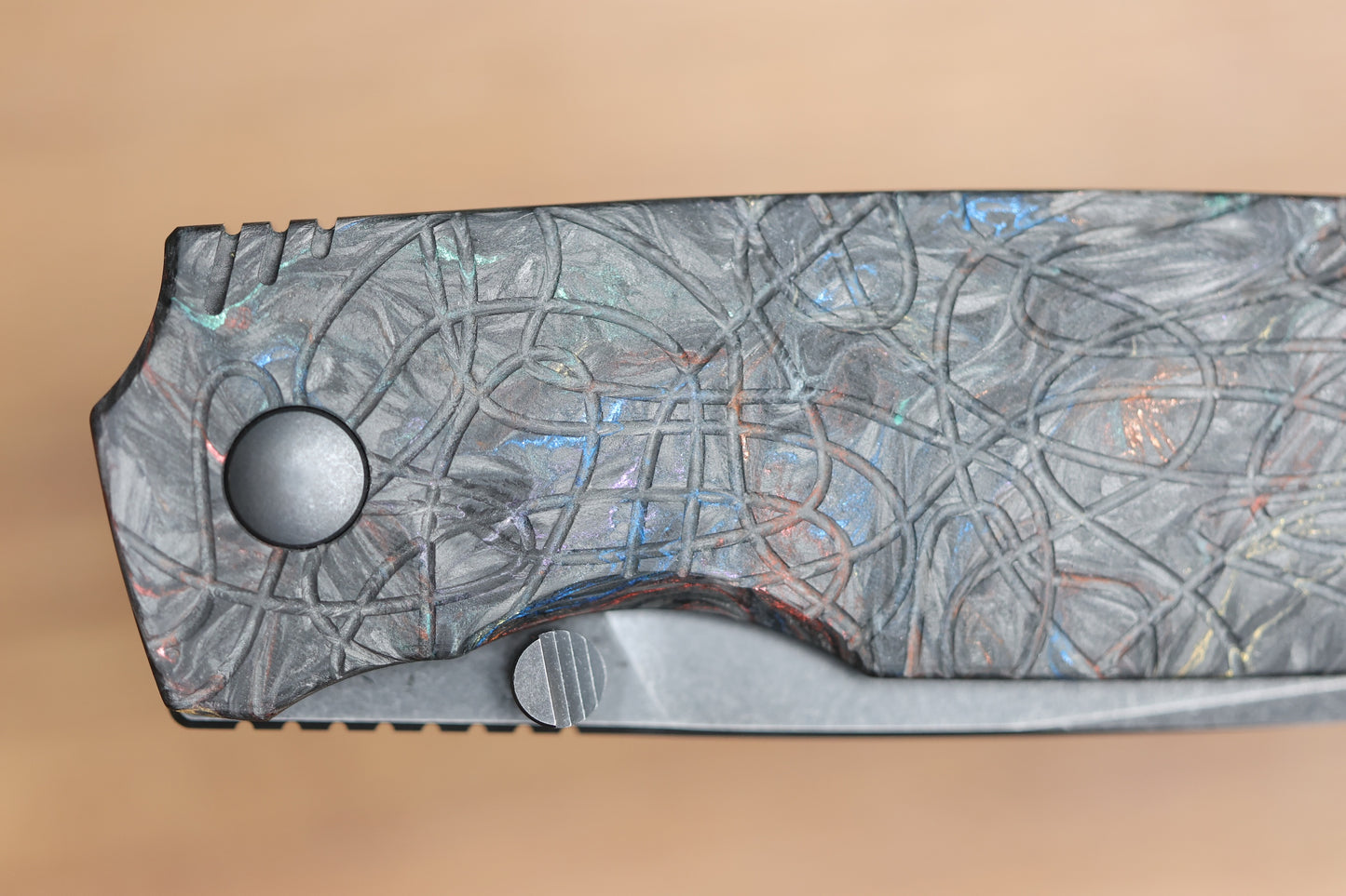 CUSTOM KNIFE FACTORY LEX CARBON FIBER RAINBOW M398 BLADE