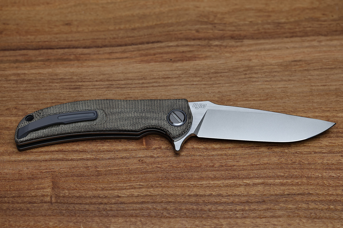 SHIROGOROV “LIMITED EDITION” RJ MARTIN DESIGN SOFT OVERKILL – M398 BLADE – GREEN CANVAS MICARTA HANDLE – RBS