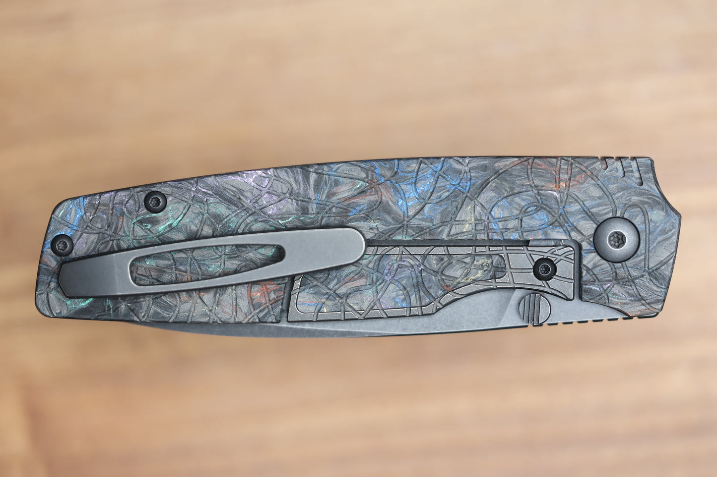 CUSTOM KNIFE FACTORY LEX CARBON FIBER RAINBOW M398 BLADE