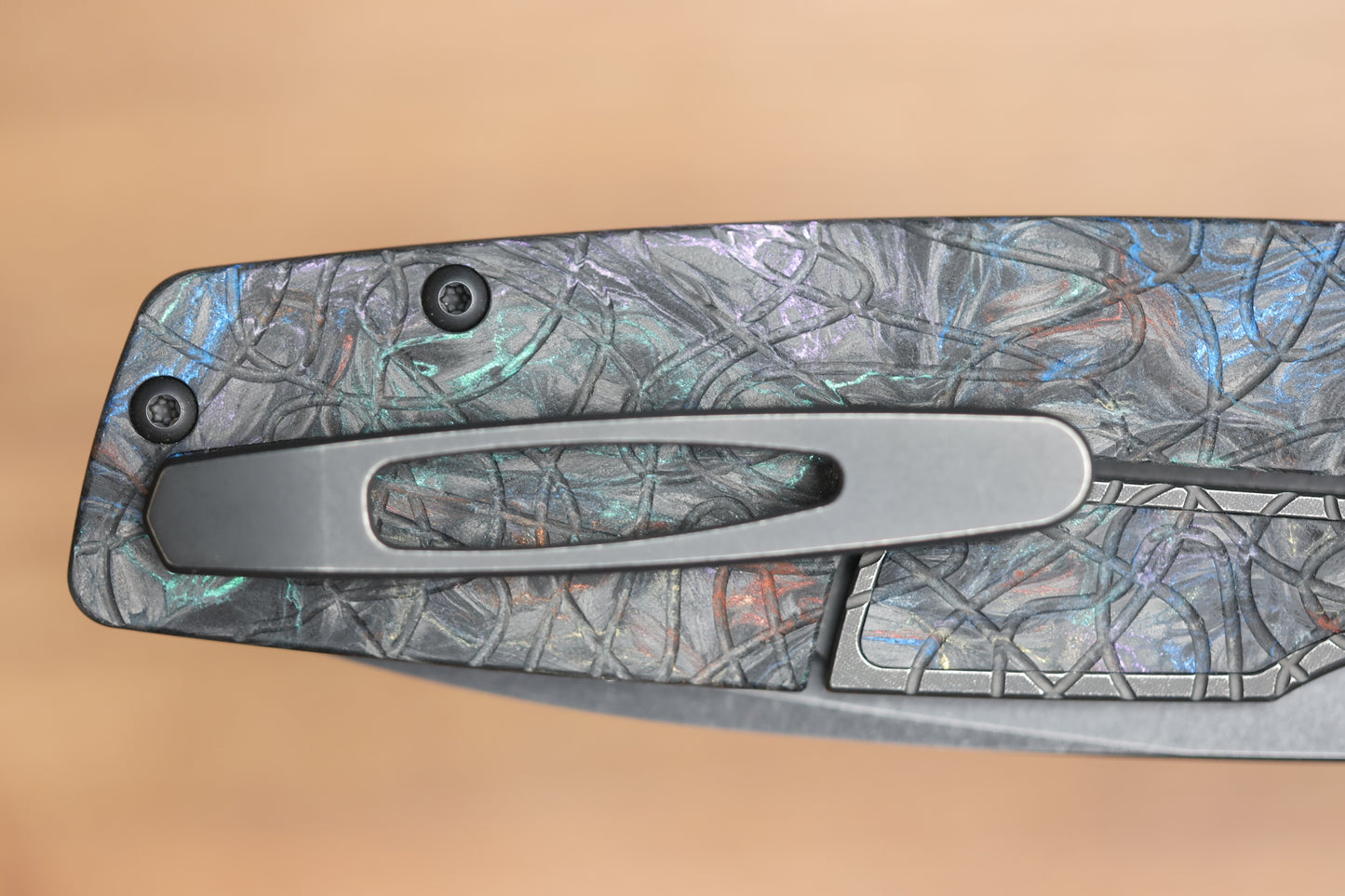 CUSTOM KNIFE FACTORY LEX CARBON FIBER RAINBOW M398 BLADE
