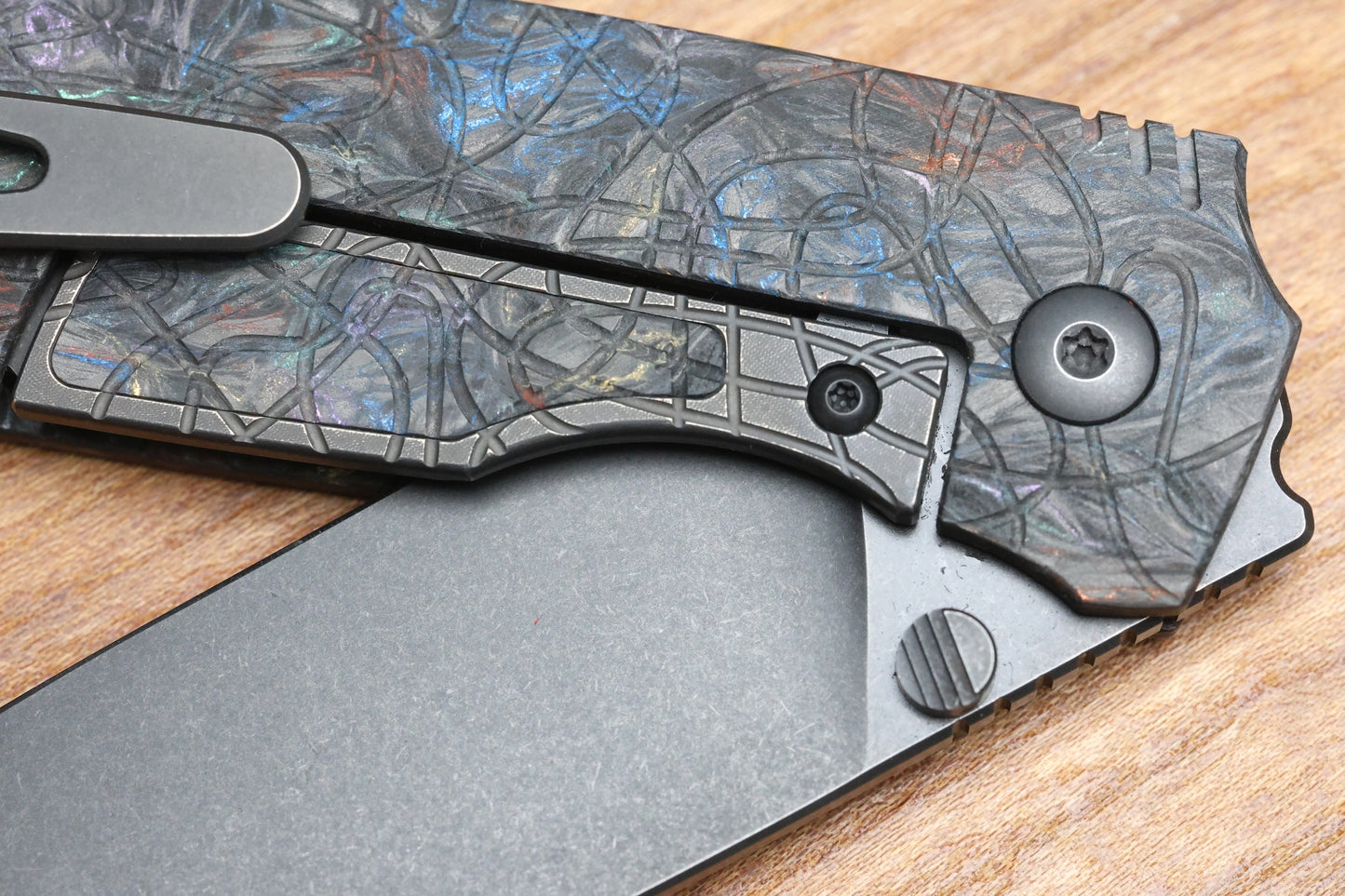 CUSTOM KNIFE FACTORY LEX CARBON FIBER RAINBOW M398 BLADE