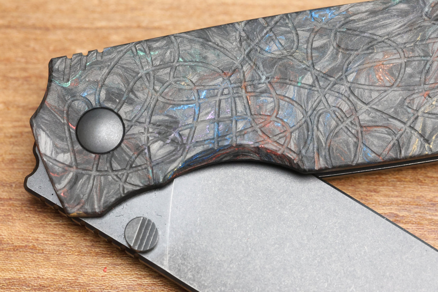 CUSTOM KNIFE FACTORY LEX CARBON FIBER RAINBOW M398 BLADE