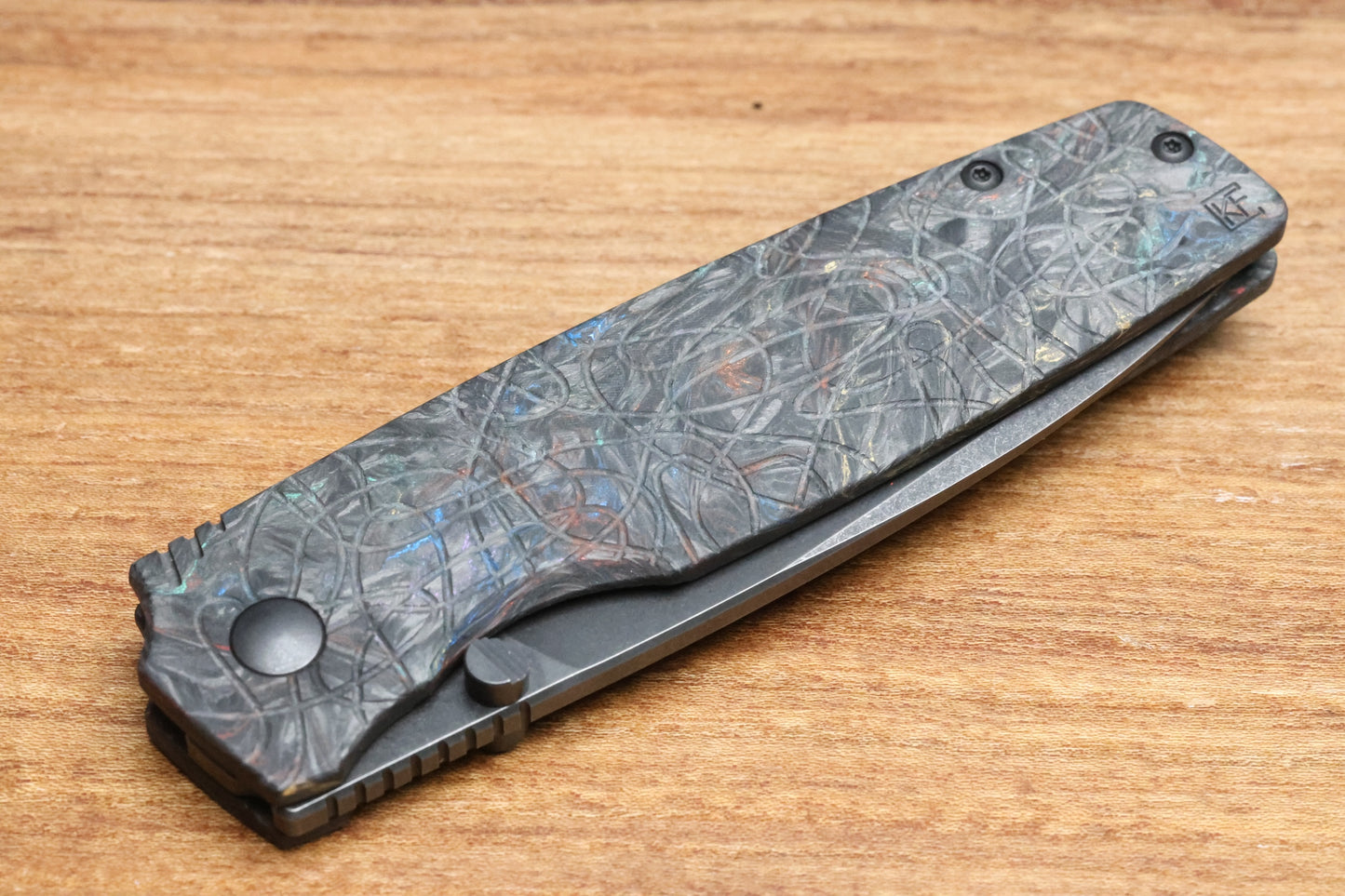 CUSTOM KNIFE FACTORY LEX CARBON FIBER RAINBOW M398 BLADE