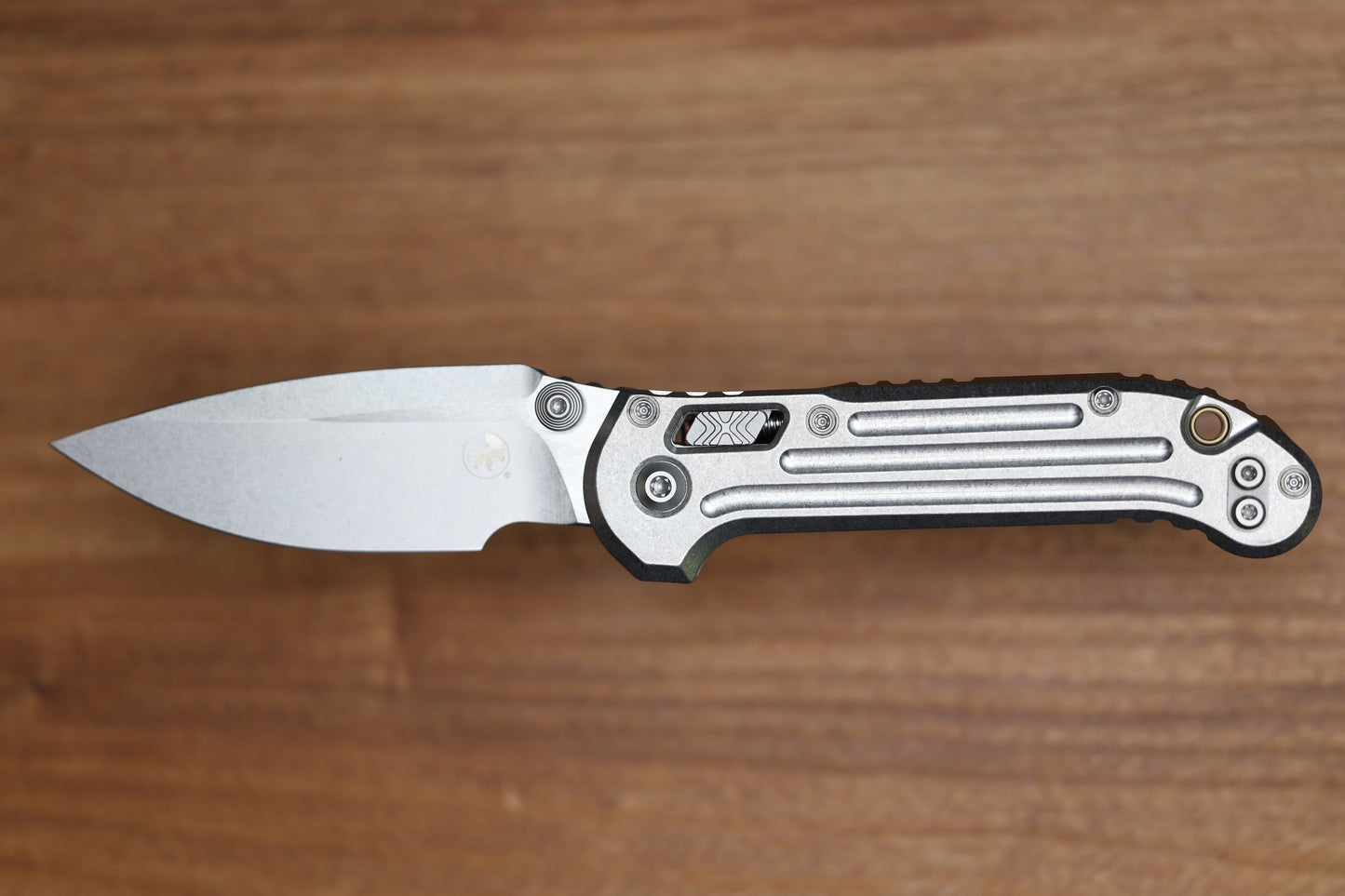 MICROTECH MARFIONE SELECT LUDT RAM-LOK W/ GROOVED TITANIUM HANDLES & BRONZE ACCENTS & STONEWASH DROP POINT 1135RLG-10MS1