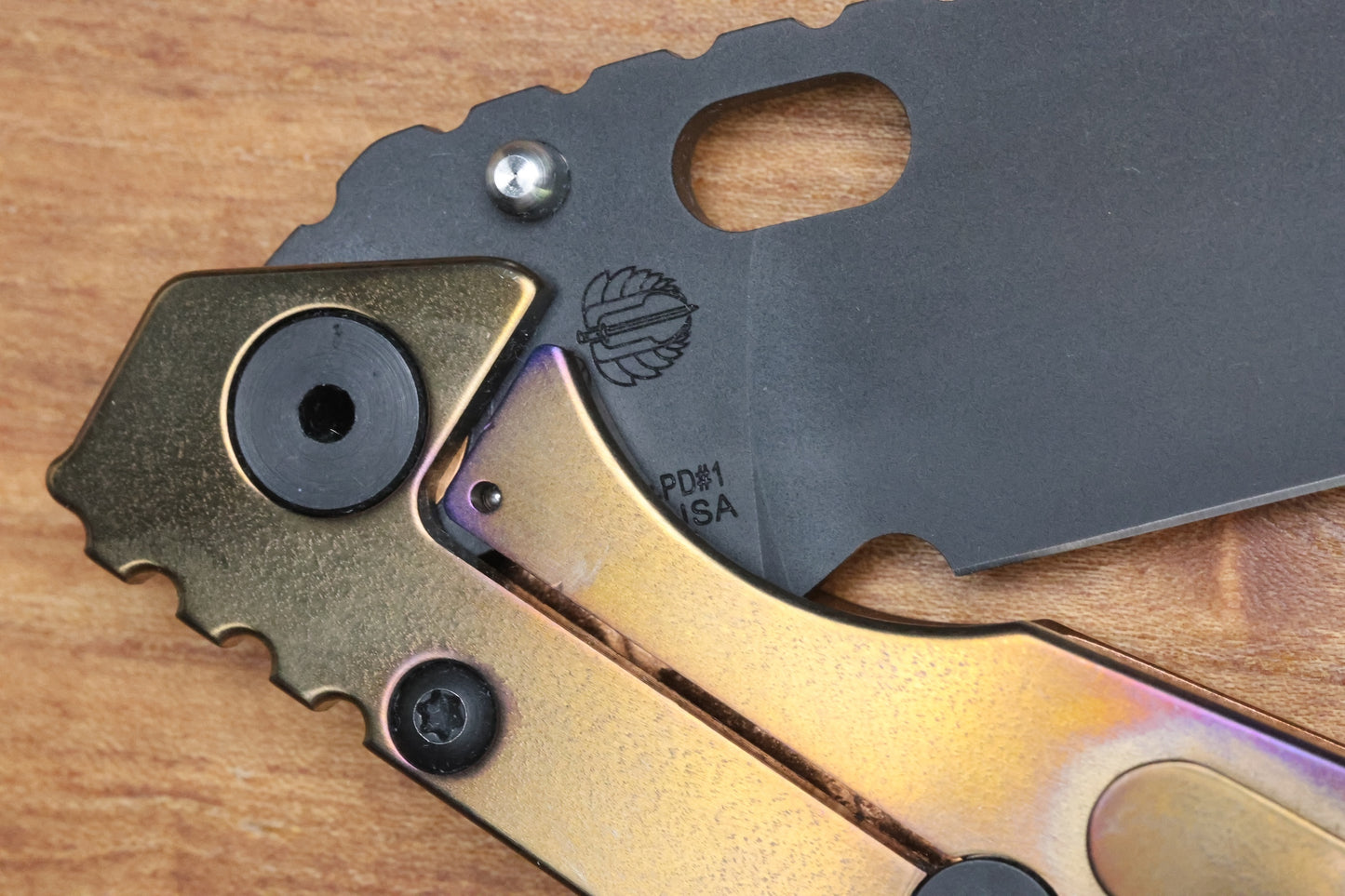 STRIDER KNIVES SMF BLACK PD#1 BLADE, COPPER TOP, HEAT TREATED TITANIUM FRAME